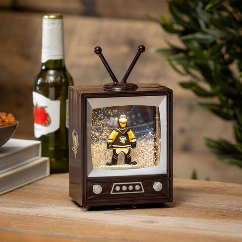 NHL Pittsburgh Penguins Snow Globe Lantern, Vintage TV Water Globe with Lights & Swirling Glitter, Battery Operated Christmas Decoration, Hockey Tabletop Indoor Décor, Gift for Men & Women Fans in Saudi Arabia