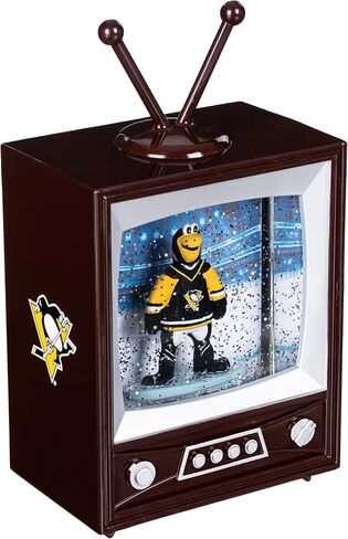 NHL Pittsburgh Penguins Snow Globe Lantern, Vintage TV Water Globe with Lights & Swirling Glitter, Battery Operated Christmas Decoration, Hockey Tabletop Indoor Décor, Gift for Men & Women Fans in Saudi Arabia