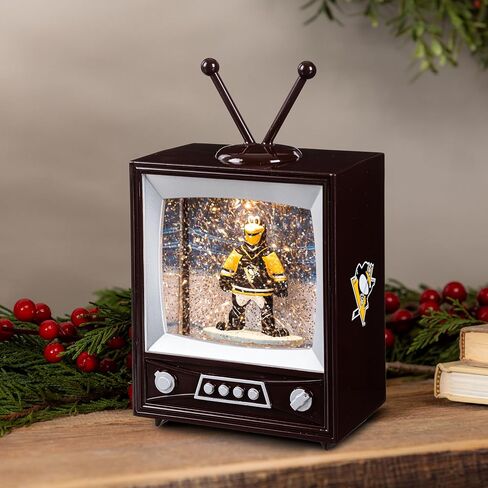 NHL Pittsburgh Penguins Snow Globe Lantern, Vintage TV Water Globe with Lights & Swirling Glitter, Battery Operated Christmas Decoration, Hockey Tabletop Indoor Décor, Gift for Men & Women Fans in Saudi Arabia