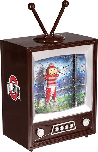 NCAA Ohio State University Snow Globe Lantern, Vintage TV Water Globe with Lights & Swirling Glitter, Battery Operated Christmas Tabletop Decoration, College Sports Gift for Men & Women Fans in Saudi Arabia
