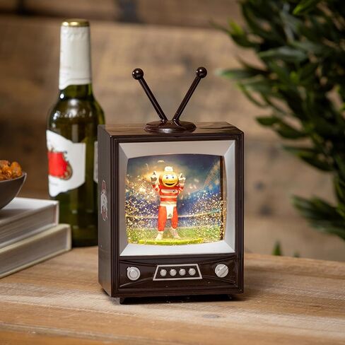 NCAA Ohio State University Snow Globe Lantern, Vintage TV Water Globe with Lights & Swirling Glitter, Battery Operated Christmas Tabletop Decoration, College Sports Gift for Men & Women Fans in Saudi Arabia