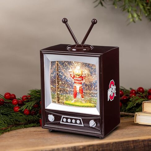 NCAA Ohio State University Snow Globe Lantern, Vintage TV Water Globe with Lights & Swirling Glitter, Battery Operated Christmas Tabletop Decoration, College Sports Gift for Men & Women Fans in Saudi Arabia