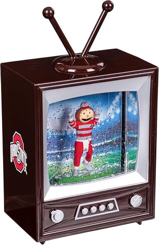 NCAA Ohio State University Snow Globe Lantern, Vintage TV Water Globe with Lights & Swirling Glitter, Battery Operated Christmas Tabletop Decoration, College Sports Gift for Men & Women Fans in Saudi Arabia
