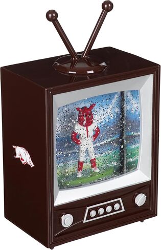 NCAA University of Arkansas Snow Globe Lantern, Vintage TV Water Globe with Lights & Swirling Glitter, Battery Operated Christmas Tabletop Decoration, College Sports Gift for Men & Women Fans in Saudi Arabia