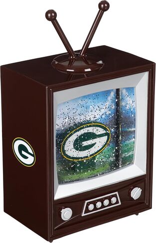 NFL Green Bay Packers Snow Globe Lantern, Vintage TV Water Globe with Lights & Swirling Glitter, Battery Operated Christmas Football Tabletop Decoration, Memorabilia Gift for Men & Women Fans in Saudi Arabia
