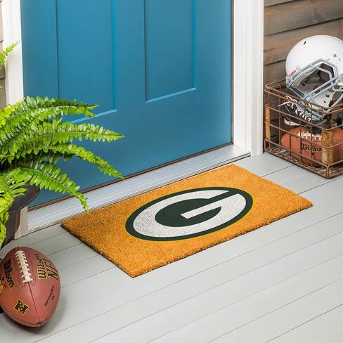 ممسحة أرجل من ألياف جوز الهند الطبيعية من فريق سبورتس أمريكا NFL Green Bay Packers | شعار الفريق الرسمي بالألوان الكاملة | 28 × 16 بوصة | عدم الانزلاق مرة أخرى | سجادات أرضية ترحيب للباب الأمامي | ديكور منزلي لمدخل داخلي وخارجي in Saudi Arabia