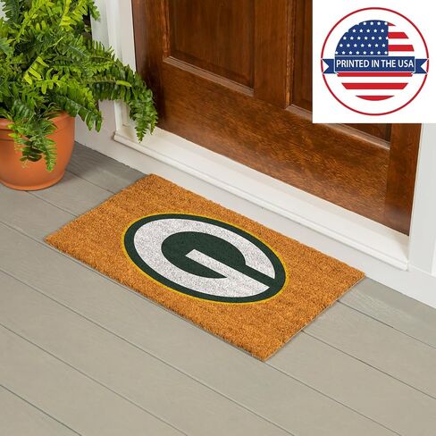 ممسحة أرجل من ألياف جوز الهند الطبيعية من فريق سبورتس أمريكا NFL Green Bay Packers | شعار الفريق الرسمي بالألوان الكاملة | 28 × 16 بوصة | عدم الانزلاق مرة أخرى | سجادات أرضية ترحيب للباب الأمامي | ديكور منزلي لمدخل داخلي وخارجي in Saudi Arabia