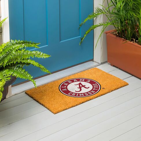 Team Sports America NCAA University of Alabama Natural Coir Doormat | Official Full Color Team Logo | 28 x 16 Inches | Non Slip Back | Front Door Welcome Floor Mats | Indoor Outdoor Entrance Home Rug in Saudi Arabia