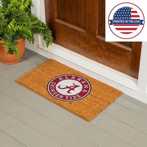 Team Sports America NCAA University of Alabama Natural Coir Doormat | Official Full Color Team Logo | 28 x 16 Inches | Non Slip Back | Front Door Welcome Floor Mats | Indoor Outdoor Entrance Home Rug in Saudi Arabia