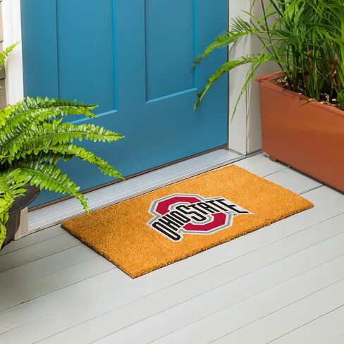 Team Sports America NCAA Ohio State University Natural Coir Doormat | Official Full Color Team Logo | 28 x 16 Inches | Non Slip Back | Front Door Welcome Floor Mats | Indoor Outdoor Entrance Rug in Saudi Arabia