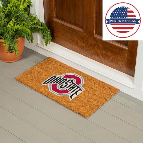 Team Sports America NCAA Ohio State University Natural Coir Doormat | Official Full Color Team Logo | 28 x 16 Inches | Non Slip Back | Front Door Welcome Floor Mats | Indoor Outdoor Entrance Rug in Saudi Arabia