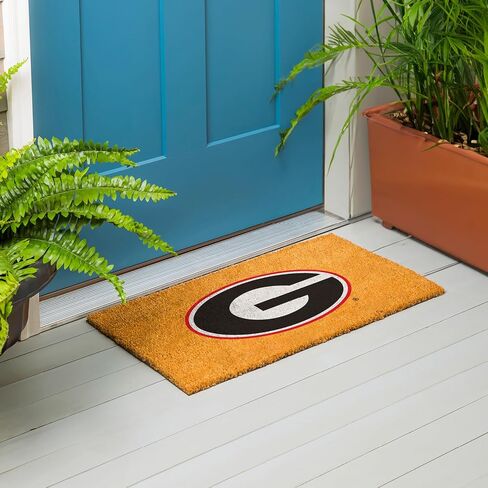 Team Sports America NCAA University of Georgia Natural Coir Doormat | Official Full Color Team Logo | 28 x 16 Inches | Non Slip Back | Front Door Welcome Floor Mats | Indoor Outdoor Entrance Rug in Saudi Arabia