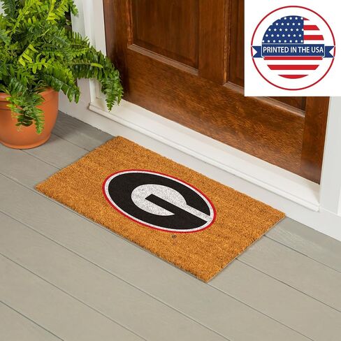 Team Sports America NCAA University of Georgia Natural Coir Doormat | Official Full Color Team Logo | 28 x 16 Inches | Non Slip Back | Front Door Welcome Floor Mats | Indoor Outdoor Entrance Rug in Saudi Arabia