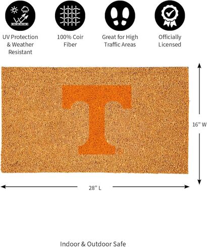 Team Sports America NCAA University of Tennessee Natural Coir Doormat | Official Full Color Team Logo | 28 x 16 Inches | Non Slip Back | Front Door Welcome Floor Mats | Indoor Outdoor Entrance Rug in Saudi Arabia