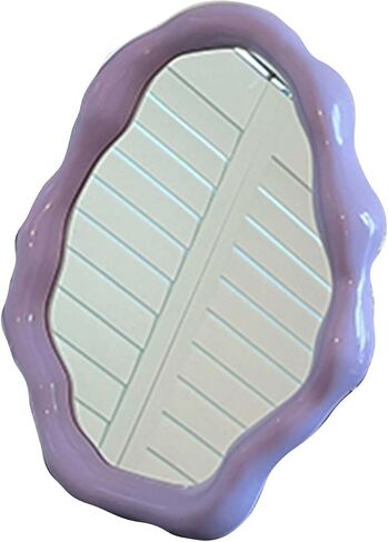 1Pcs Irregular Cloud Mirror Makeup Mirrors for Desk Tabletop Vanity Mirror Hanging Wall Mirrors Desk Mirror with Bracket Home Decor Aesthetic Mirrors for Living Room Bedroom (Green) in Saudi Arabia
