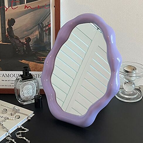 1Pcs Irregular Cloud Mirror Makeup Mirrors for Desk Tabletop Vanity Mirror Hanging Wall Mirrors Desk Mirror with Bracket Home Decor Aesthetic Mirrors for Living Room Bedroom (Green) in Saudi Arabia