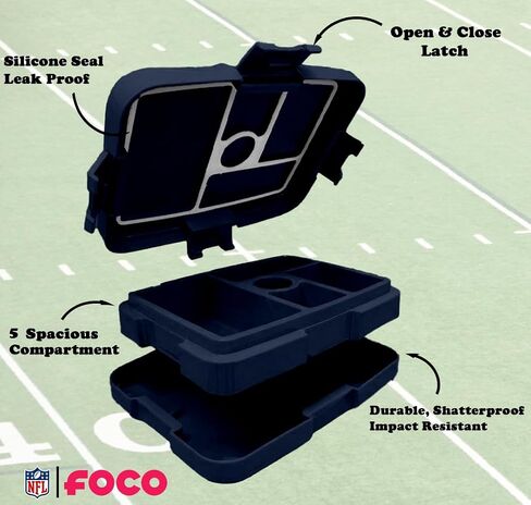 FOCO NFL Unisex-Adult Officially Licensed 2-Tone Big Logo Team Color Football Leak Proof 5 Compartment Bento Lunch Box - Buffalo Bills in Saudi Arabia