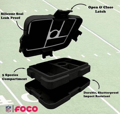 FOCO NFL Unisex-Adult Officially Licensed Team Color Stripe Primary Logo Football Leak Proof 5 Compartment Bento Lunch Box - Buffalo Bills in Saudi Arabia