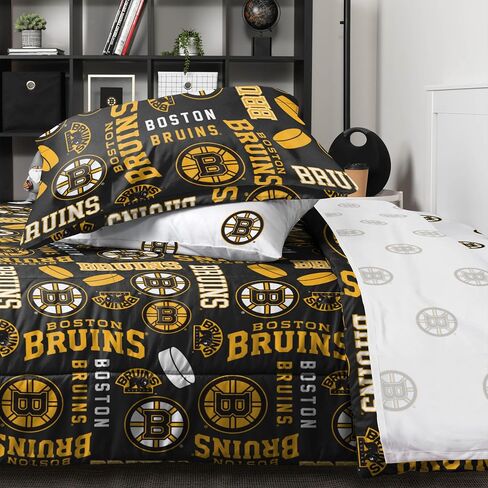FOCO Boston Bruins NHL Team Color Bed in a Bag Comforter Bedding 5 Piece Set - Twin in Saudi Arabia