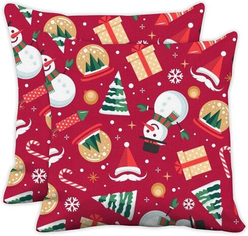 Set of 2 Throw Pillow Covers Summer Outdoor Cotton Velvet Pillows Covers Shabby Chic Moroccan Soft Funky Pillow Cover Christmas Pattern Washable Throw Pillows Cover 18x18 in in Saudi Arabia