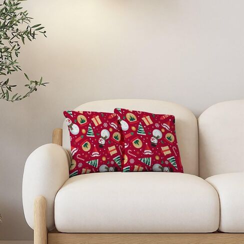 Set of 2 Throw Pillow Covers Summer Outdoor Cotton Velvet Pillows Covers Shabby Chic Moroccan Soft Funky Pillow Cover Christmas Pattern Washable Throw Pillows Cover 18x18 in in Saudi Arabia