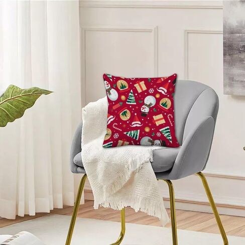 Set of 2 Throw Pillow Covers Summer Outdoor Cotton Velvet Pillows Covers Shabby Chic Moroccan Soft Funky Pillow Cover Christmas Pattern Washable Throw Pillows Cover 18x18 in in Saudi Arabia