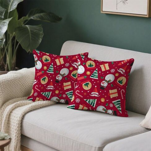 Set of 2 Throw Pillow Covers Summer Outdoor Cotton Velvet Pillows Covers Shabby Chic Moroccan Soft Funky Pillow Cover Christmas Pattern Washable Throw Pillows Cover 18x18 in in Saudi Arabia