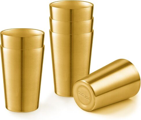 6 Pack 18.6 oz Stainless Steel Insulated Cup, Double Wall Vacuum Metal Cup, Reusable Camping Cups Unbreakable Indoor Outdoor for Party, Home, Office, BBQ, Gold in Saudi Arabia