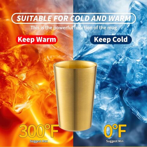 6 Pack 18.6 oz Stainless Steel Insulated Cup, Double Wall Vacuum Metal Cup, Reusable Camping Cups Unbreakable Indoor Outdoor for Party, Home, Office, BBQ, Gold in Saudi Arabia