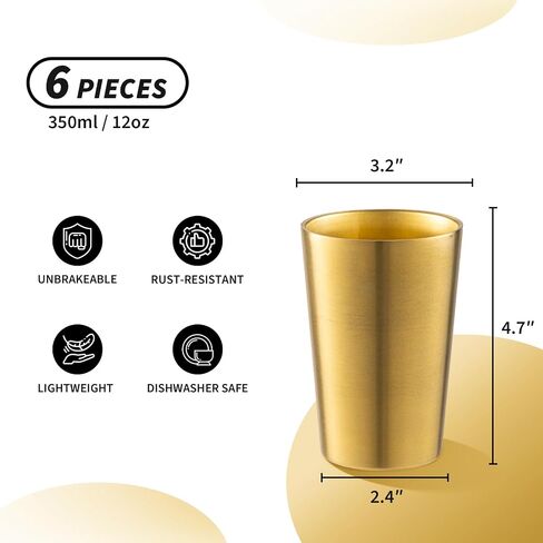 6 Pack 18.6 oz Stainless Steel Insulated Cup, Double Wall Vacuum Metal Cup, Reusable Camping Cups Unbreakable Indoor Outdoor for Party, Home, Office, BBQ, Gold in Saudi Arabia