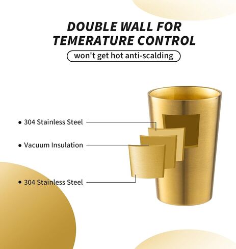 6 Pack 18.6 oz Stainless Steel Insulated Cup, Double Wall Vacuum Metal Cup, Reusable Camping Cups Unbreakable Indoor Outdoor for Party, Home, Office, BBQ, Gold in Saudi Arabia