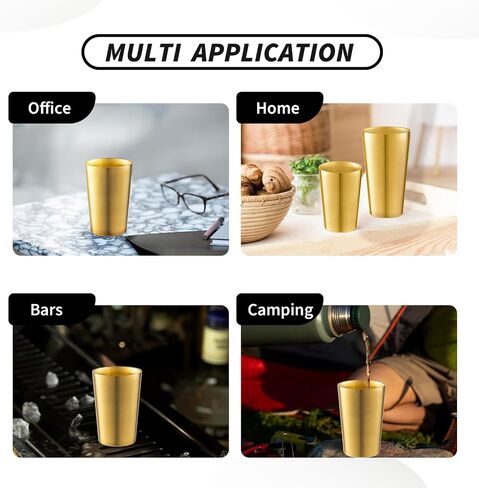 6 Pack 18.6 oz Stainless Steel Insulated Cup, Double Wall Vacuum Metal Cup, Reusable Camping Cups Unbreakable Indoor Outdoor for Party, Home, Office, BBQ, Gold in Saudi Arabia