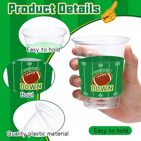 Yaomiao 60 Pieces Football Plastic Cups 12 Oz Bulk Clear Disposable Drinking Beverage Party Cups for Football Birthday Baby Shower Party Decoration Supplies (Vibrant) in Saudi Arabia