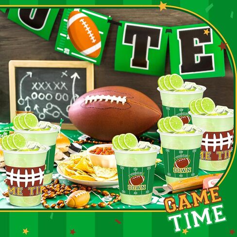 Yaomiao 60 Pieces Football Plastic Cups 12 Oz Bulk Clear Disposable Drinking Beverage Party Cups for Football Birthday Baby Shower Party Decoration Supplies (Vibrant) in Saudi Arabia