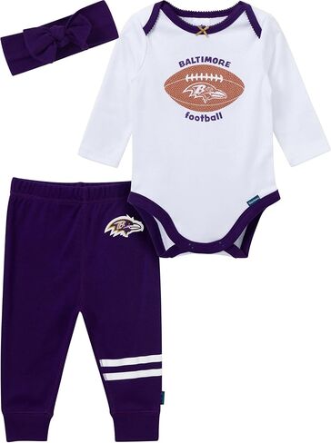 Gerber NFL baby-girls 3-piece Onesie Bodysuit, Pants & Headband Set in Saudi Arabia