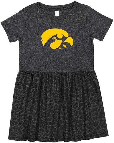 فستان Iowa Hawkeyes مرخص رسميًا للأطفال الصغار باللون الأسود الفهد in Saudi Arabia
