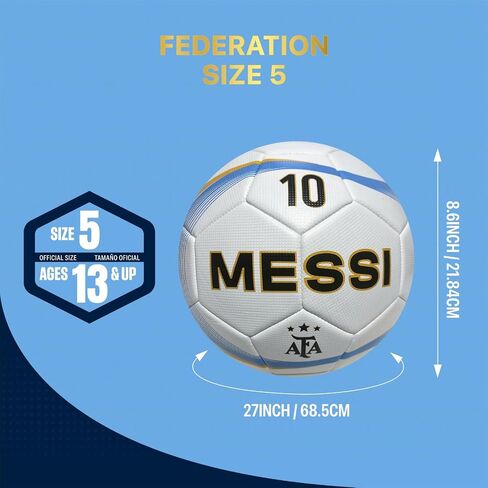Icon Sports Argentina National Football Team Soccer Ball Officially Licensed Ball- Messi 10 Size 4 Ball in Saudi Arabia