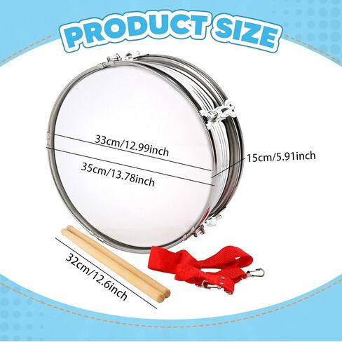 Generic 13'' Snare Drum Musical Instrument Educational Shoulder Strap Marching Drum for Children Class Teaching Beginner Adults Kids in Kuwait