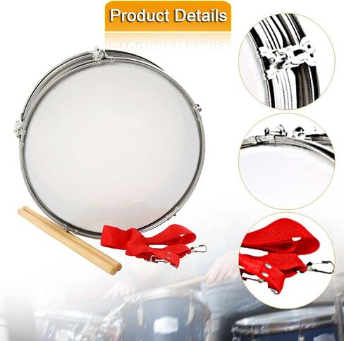Generic 13'' Snare Drum Musical Instrument Educational Shoulder Strap Marching Drum for Children Class Teaching Beginner Adults Kids in Kuwait