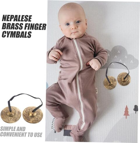 1Pair Nepal Copper Finger Cymbals Durable Percussion Instrument for Yoga Mindfulness Spiritual Sound Quality Comfortable Elastic Band for Easy Playing for Tibetan Rituals in Kuwait