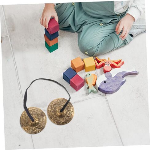 1Pair Nepal Copper Finger Cymbals Durable Percussion Instrument for Yoga Mindfulness Spiritual Sound Quality Comfortable Elastic Band for Easy Playing for Tibetan Rituals in Kuwait