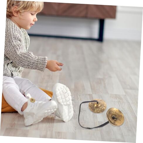 1Pair Nepal Copper Finger Cymbals Durable Percussion Instrument for Yoga Mindfulness Spiritual Sound Quality Comfortable Elastic Band for Easy Playing for Tibetan Rituals in Kuwait