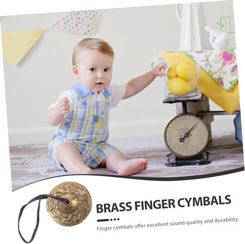 1Pair Nepal Copper Finger Cymbals Durable Percussion Instrument for Yoga Mindfulness Spiritual Sound Quality Comfortable Elastic Band for Easy Playing for Tibetan Rituals in Kuwait