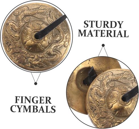1Pair Nepal Copper Finger Cymbals Durable Percussion Instrument for Yoga Mindfulness Spiritual Sound Quality Comfortable Elastic Band for Easy Playing for Tibetan Rituals in Kuwait