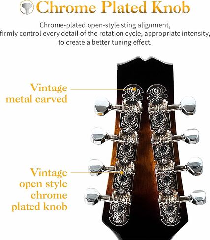Mulucky A Style Mandolins Instrument, 8 String Acoustic Mandolin with Beginner Kit for Adults Kids, Case, Tuner, String, Picks - Sunburst in Saudi Arabia