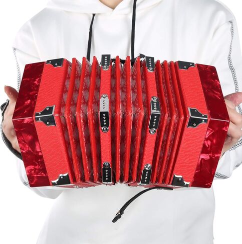 Aramox Concertina Instrument Professional, Bright Colors, Ergonomic Design, Bag Included, Suitable for ChildrenAdults (Red) () in Saudi Arabia