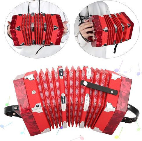 Aramox Concertina Instrument Professional, Bright Colors, Ergonomic Design, Bag Included, Suitable for ChildrenAdults (Red) () in Saudi Arabia