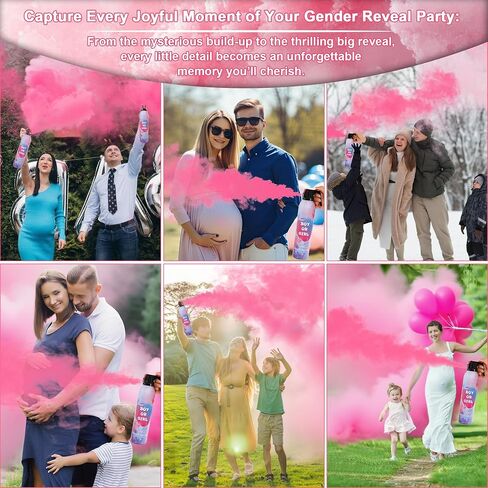 Large Gender Reveal Smoke Bombs 2 Packs, Pink Biodegradable Powder Spray for Baby Girl Reveal, Long-Lasting 10ft Smoke Effect, Unique Gender Reveal Ideas & Party Decorations in Kuwait