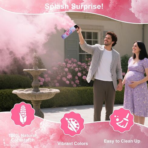Large Gender Reveal Smoke Bombs 2 Packs, Pink Biodegradable Powder Spray for Baby Girl Reveal, Long-Lasting 10ft Smoke Effect, Unique Gender Reveal Ideas & Party Decorations in Kuwait