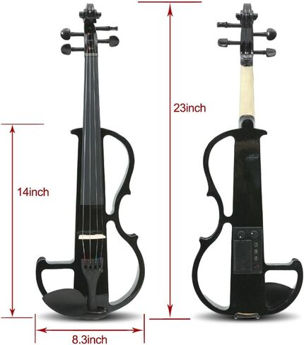 4/4 Full Size Electric Violin – Silent Electric Violin with Headphone Jack, Ebony Fittings – Includes Case, Bow, – Ideal for Practice & Performance (Black) in Saudi Arabia